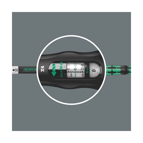 Wera Click-Torque X 4 14x18-as cserélhető fejes nyomatékkulcs irányváltóval, 40...200 Nm