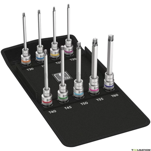 Wera 8767 C Torx HF 3 Zyklop Bit Socket Set, gépi dugókulcs Torx készlet szerszámtartó funkcióval 9 db, 1/2