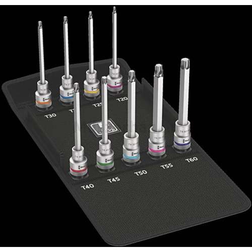 Wera 8767 C Torx HF 3 Zyklop Bit Socket Set, gépi dugókulcs Torx készlet szerszámtartó funkcióval 9 db, 1/2