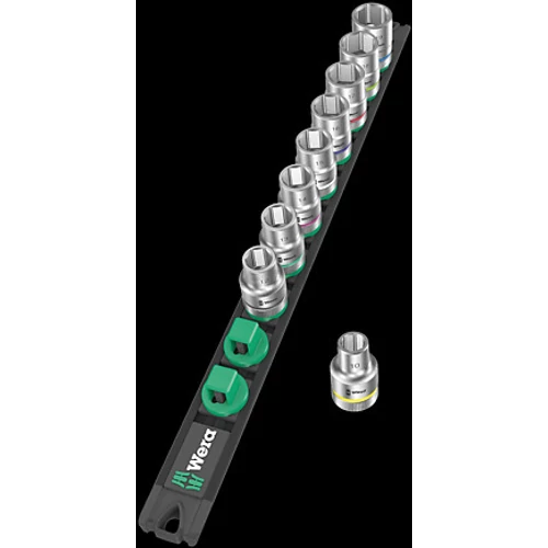 Wera Magnetic Socket Rail C 4 Zyklop Socket Set, gépi dugókulcs készlet 9 db, 1/2