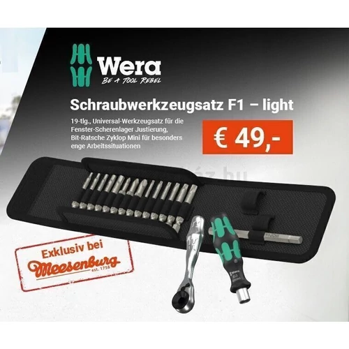 Wera Fensterbau Set F 1 szerszámkészlet, 19 db