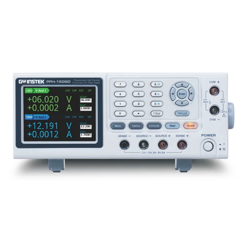 GW Instek PPH-1506D CH1 0-15V-3A vagy 0-9V-5A, CH2 0-12V-3A, 2 csatornás, kapcsoló üzemű tápegység