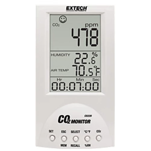Extech CO220 Beltéri, asztali kivitelű levegőminőség CO2 monitor