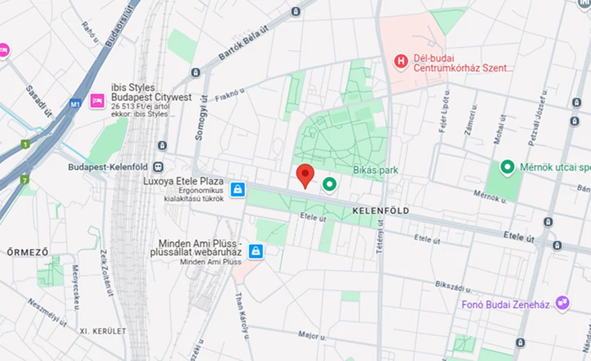 Térkép, amely az fizikai üzletet és környékét mutatja.
